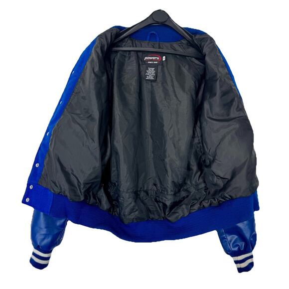 Varsity Jacket Bomber S Blue/White Melton Wool Letterman V Cheerleader Megaphone - Picture 3 of 11